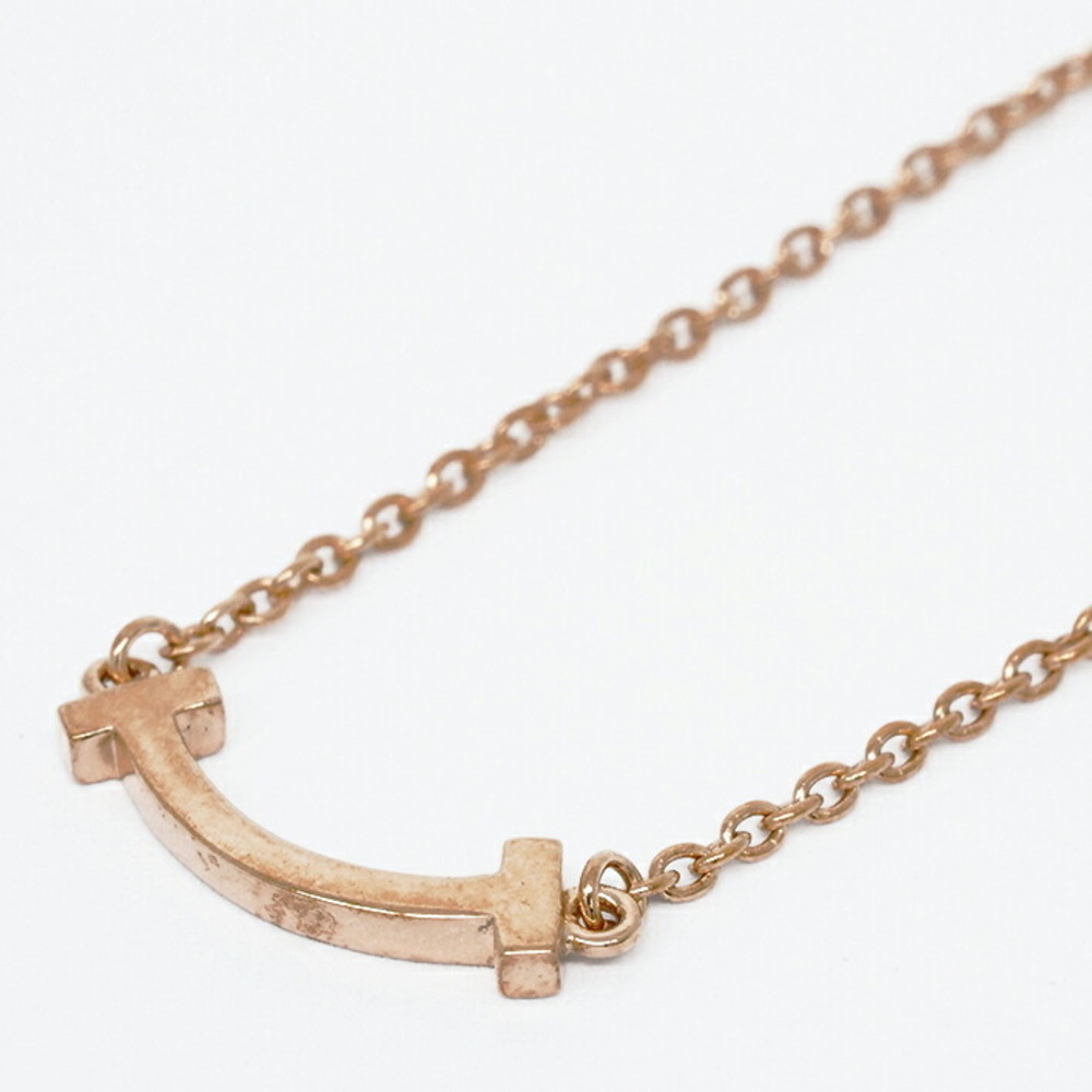 Tiffany Co T Smile Pendant Necklace Pink Gold Silver Newly refinished